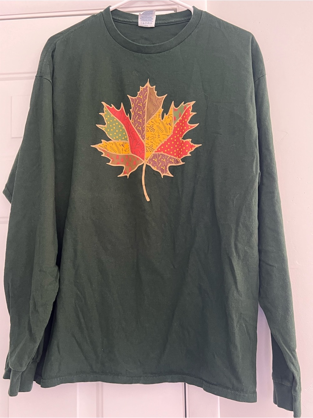 Delta Dark Green Autumn Maple Leaf Long Sleeve Shirt